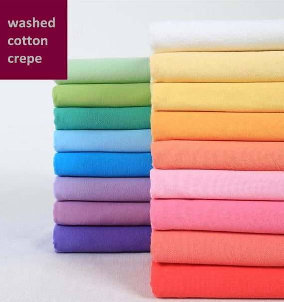 Sale 1 Yard Washed Cotton Crepe Fabric Wrinkled by TownTiger