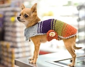 Dog Coat, Dog sweater, Î—and knit dog sweater, handmade dog sweater, Dog clothing, Multi colored dog sweate