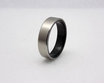 Titanium wood wedding band African Blackwood liner