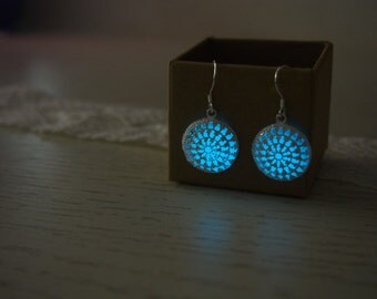 Glowing Earrings, 'Glow- in- the- dark' Earrings, Sterling silver plated Earrings,Glow in the dark Jewelry