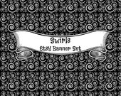 Black & White Swirls Etsy Banner Set