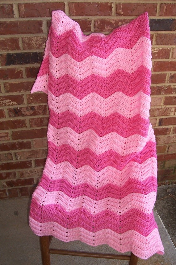 Crochet  Afghan | Pink Chevron Afghan | Blanket Throw | Lap Robe