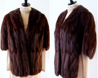 Items similar to Chocolate Brown Fur Wrap Stole Vintage 1940s Forties