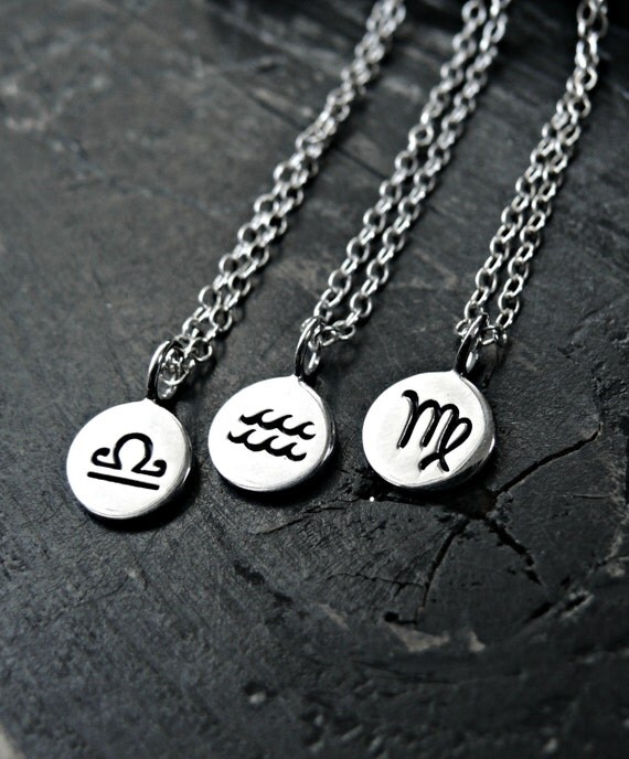 Astrological Sterling Silver Sign Charms Zodiac Necklace by