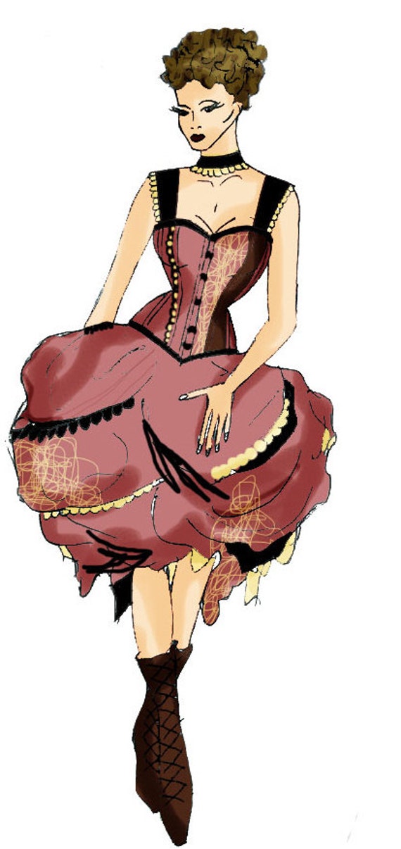 Steampunk Victorian corset bustle dusky pink unique wedding dress / prom Custom MADE TO ORDER/ measure steampunk buy now online