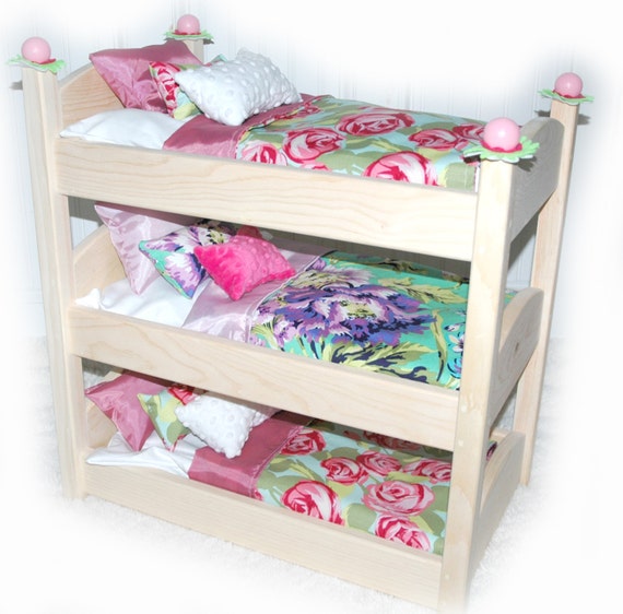 Triple Doll Bunk Bed Rose Garden American Made by GirlDollBeds