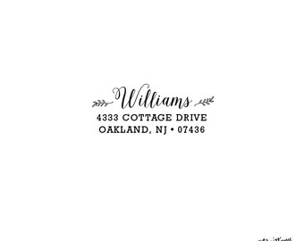 Newlywed Housewarming Stationery Wedding Gift Personalized Custom Return Address Rubber Stamp Or Self Inking - Small Flower Detail