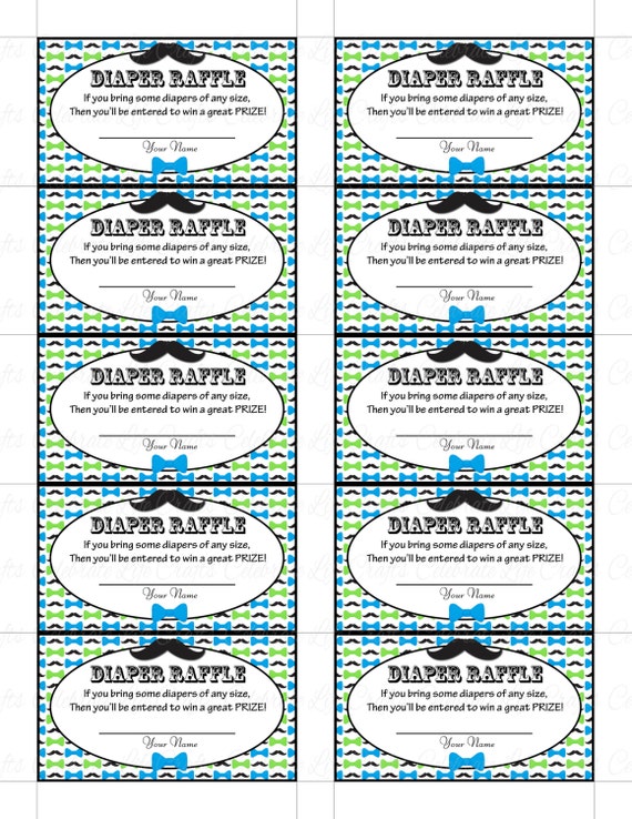 printable diaper raffle tickets baby shower instant download