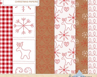 Christmas Digital Paper, Digital Christmas Paper, Instant Download Christmas Papers, Scandinavian Christmas Papers, Digital Xmas Backgrounds