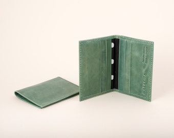 Document leather wallet, Credit card holder wallet, Card leather case, Gift for women, Gift under 50, Bifold wallet