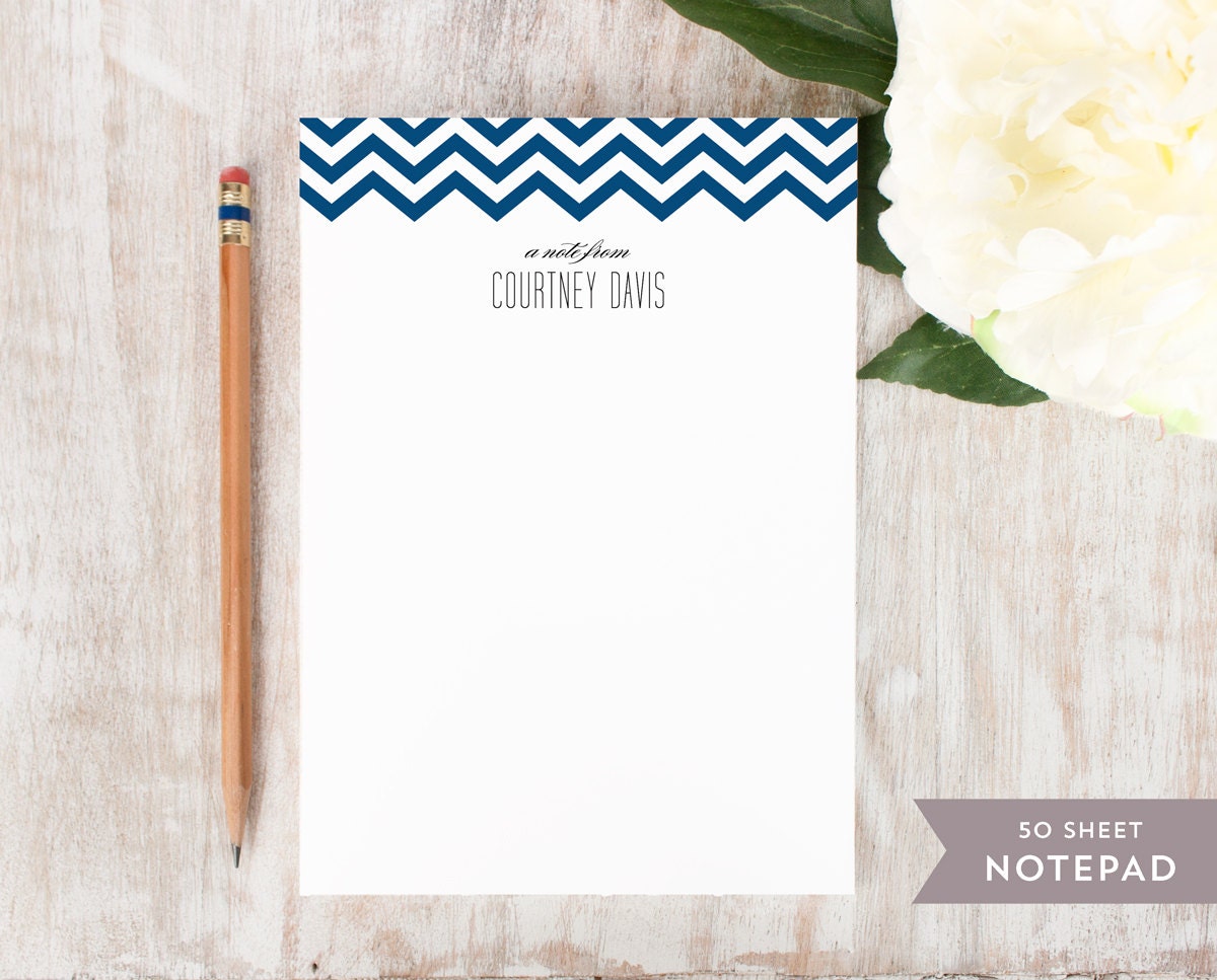 Personalized Notepad CHEVRON TOP Stationery / Stationary