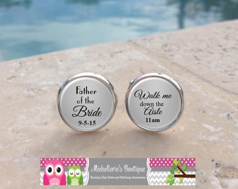 Personalized Father of the Bride Cufflinks and or Tie Clip,Walk me down the aisle,Daddy,Dad,Papa,Custom Wedding Gifts,Gifts for Dads,102