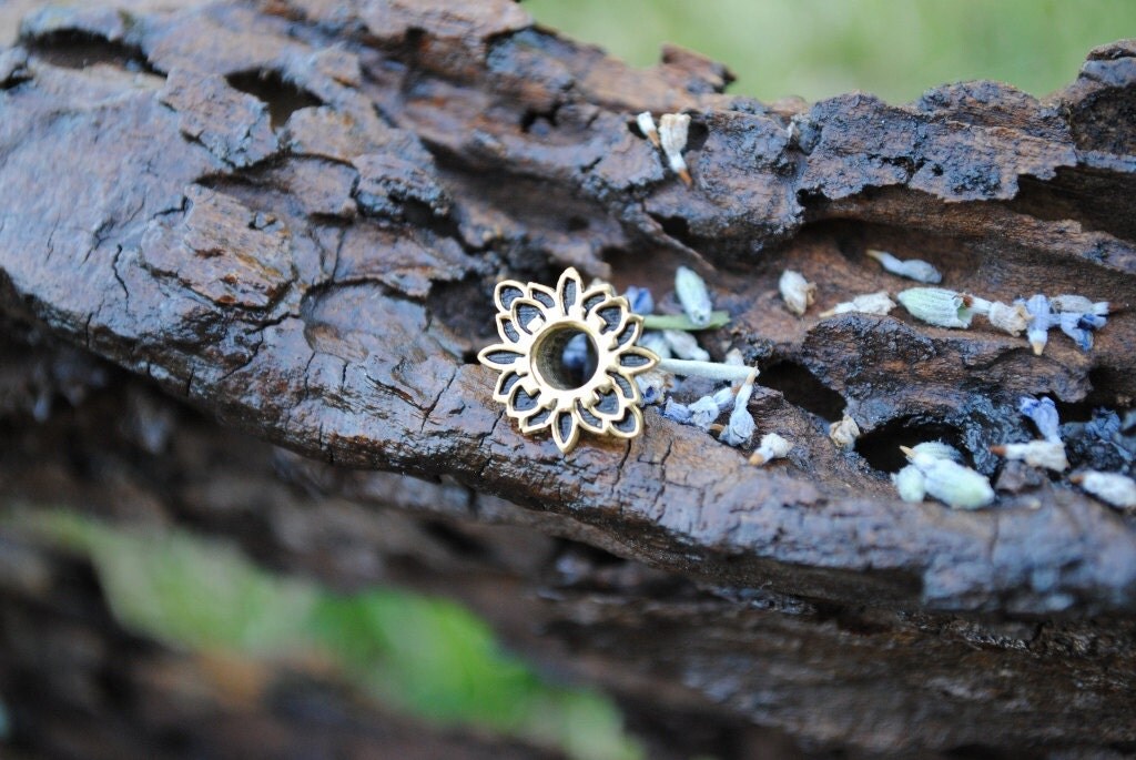 Lotus Brass Ear Tunnels Ear Plugs Ear Gauges Flesh Tunnels