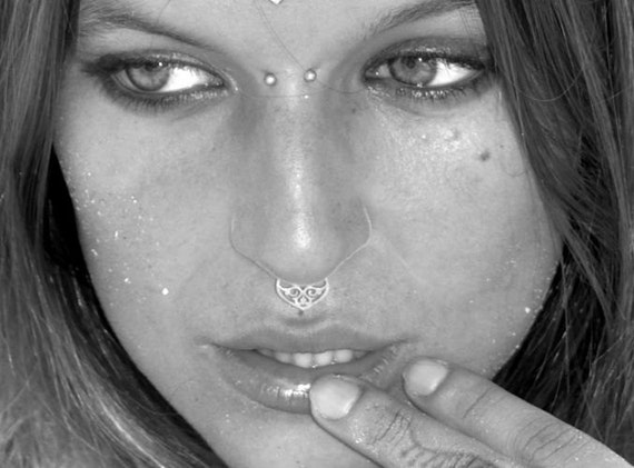 Silver Septum Ring For Pierced Nose - Tribal Septum - Septum Jewelry - Nose Ring - Gypsy - Tribal Belly Dance