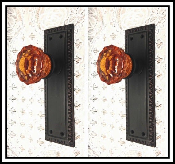 FRENCH DOOR Knobs Tall Plate with Estate Type by RoussoDesigns