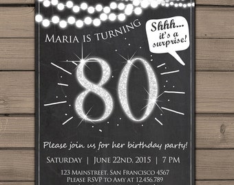 40th birthday invitation Chalkboard invitation Surprise Party