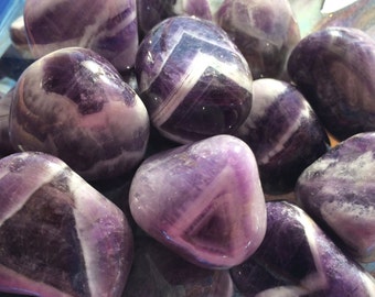 Chevron Amethyst, Tumbled Chevron Amethyst, Banded Amethyst, Third Eye Stone, Chakra, Reiki, Crystal Grid, Pagan Altar, Meditation!