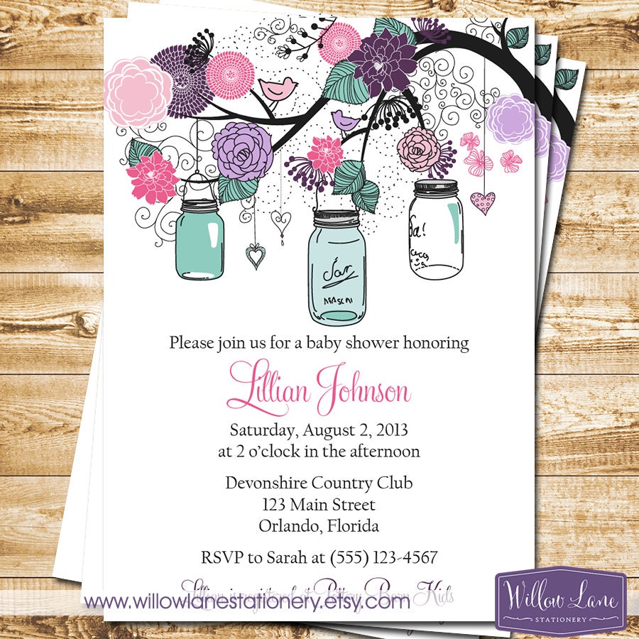 Mason Jar Baby Shower Invitations 9