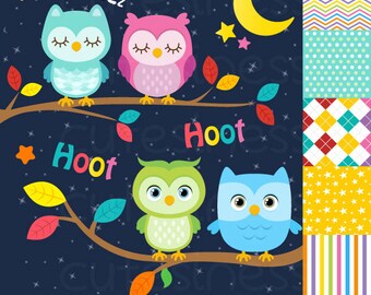 Owl Digital Clipart , Owl clip art, Owl Clipart, Sleeping Owl Clipart