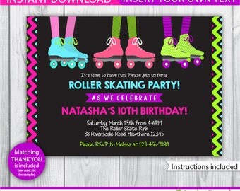 roller skating birthday party / roller skate invitation / roller skating invitation / roller skate invite / roller skating invite / INSTANT