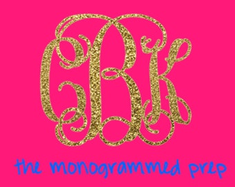 Glitter Monogram Car Decal Sticker Gold or Silver Glitter