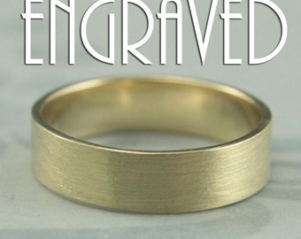 flat edge wedding ring set