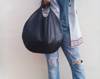 Hobo bag/ Leather hobo bag/ Black leather bag/ Shoulder bag