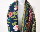 Mothers Day Gift ,Floral Boho Spring Scarf,Rose patterned infinity scarves,Tribal Scarf