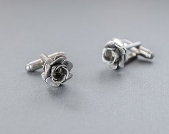 Rose Cufflinks Steampunk Cufflinks Gothic Victorian Rose Cufflinks Antique Silver Steampunk Jewelry Mens Accessories