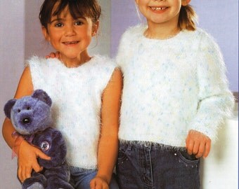 girls mohair sweater top knitting pattern PDF girls mohair jumper 20-30inch 12ply chunky mohair PDF Instant Download