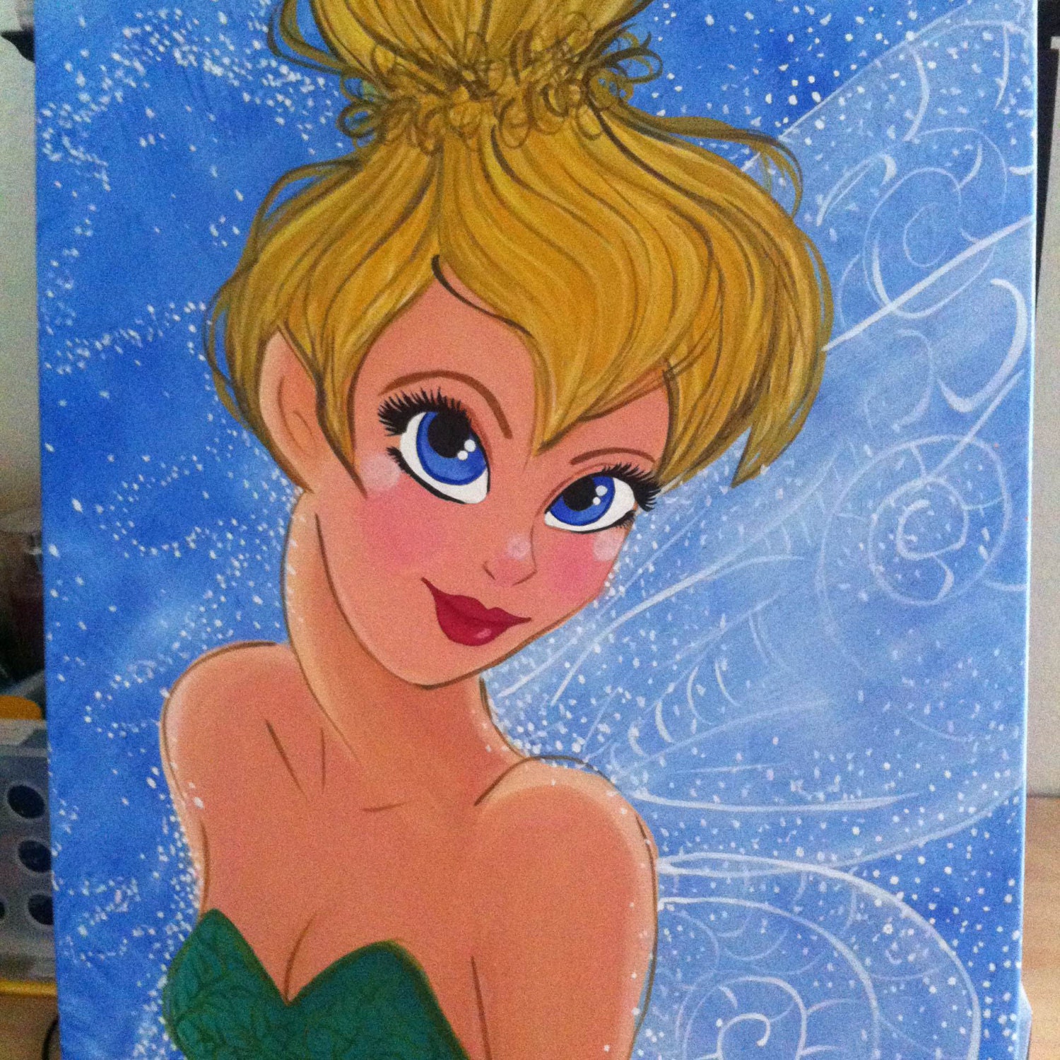 Tinkerbell Disney art canvas acrylic. by Carotoki on Etsy