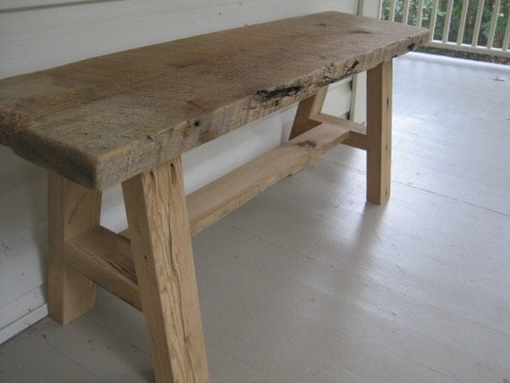 Reclaimed Barnwood Rustic Country Bench