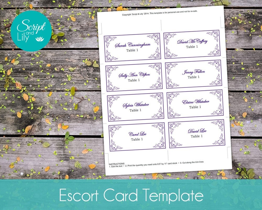 Butterfly Wedding Escort Cards Template INSTANT by ScriptAndLily