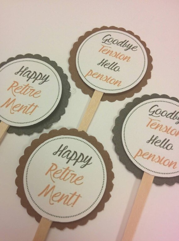 Happy retirement cupcake toppers 12 by avalanepaperie on Etsy