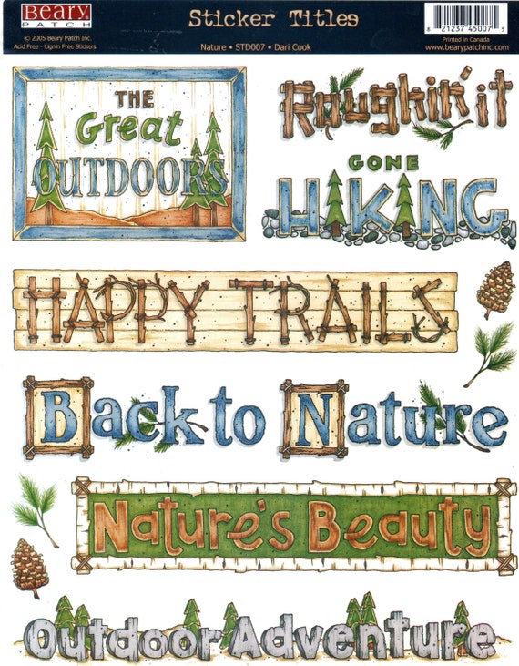 Great Outdoors Camping Hiking Sticker Titles Beary Patch