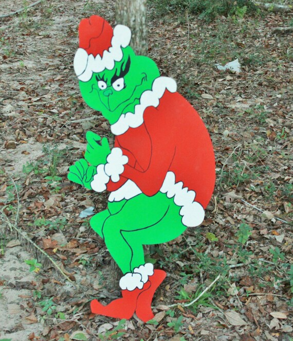 24 Creeping Grinch Stealing Christmas Lights Yard Art by 