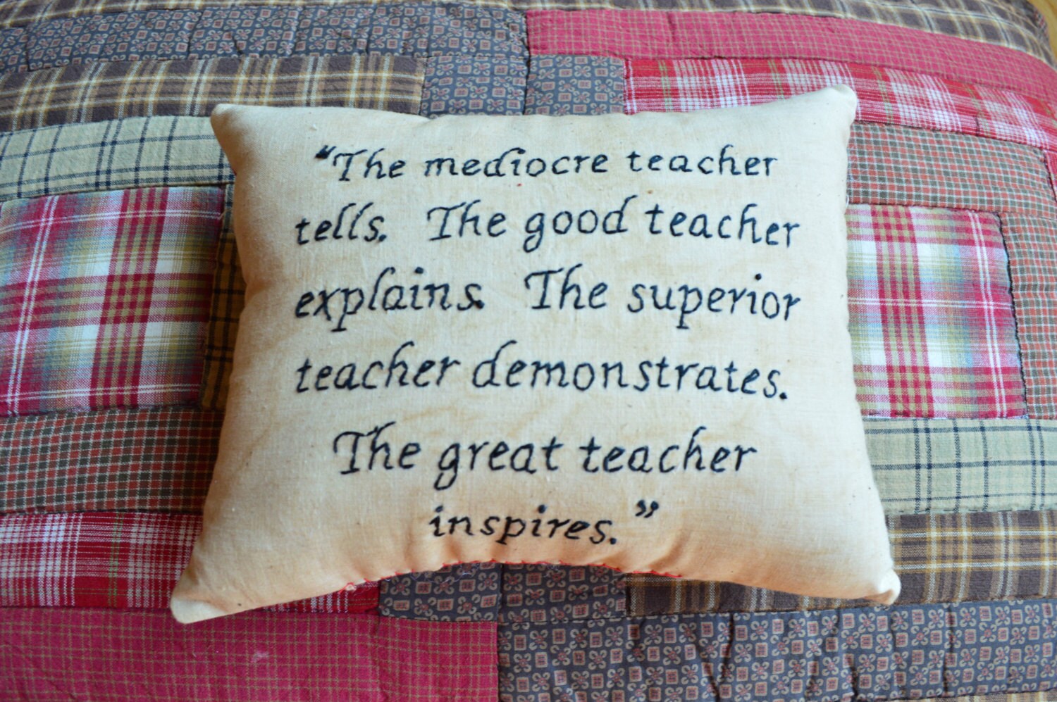 Hand-stitched pillows for that special teacher