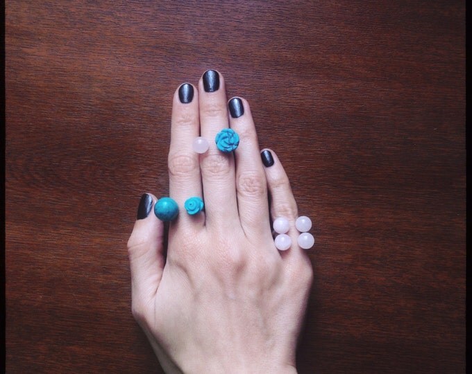 Rose quartz ring Ring with quartz Pink stone ring Natural stone Fashion ring Gift idea Bridesmaid ring