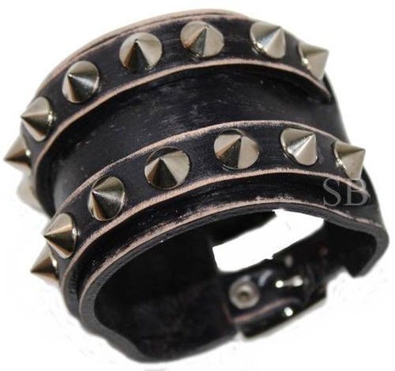 SB genuine leather wristband handmade leather bracelet studded