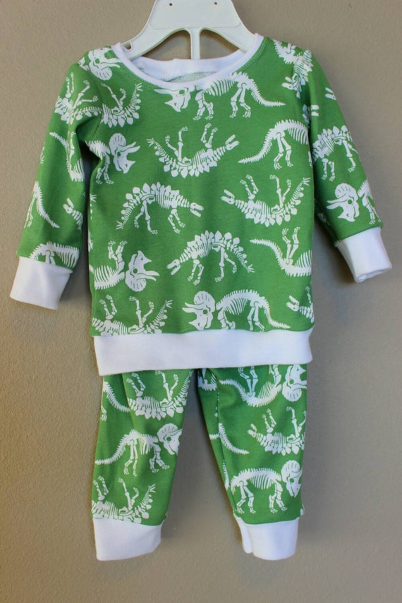 Boys Dinosaur Print Baseball Top & Shorts PJ Set