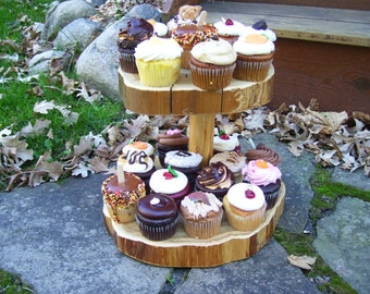 Rustic Cupcake Stand. 2 Tier Cupcake Stand. Tiered Cupcake Stand. Wood Cupcake Stand.