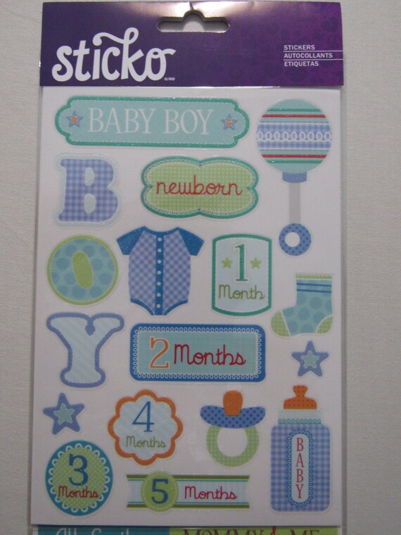 Baby Boy Scrapbooking Sticker Pack by MyStickerCollections on Etsy