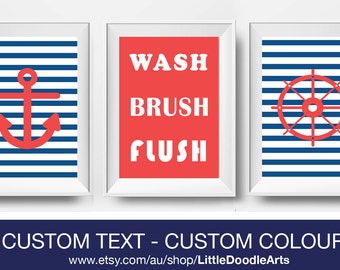 Baby Bathroom Art Print- Anchor Art-Nautical Bath Art-sea art - nursery Bath Decor. Child Bathroom