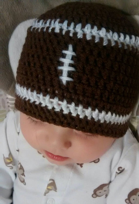 Baby Football Hat Classic Brown & White by LovelyBabyandBeyond
