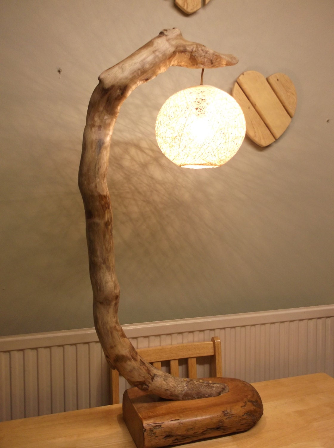 Large driftwood table lamp floor lamp hand made