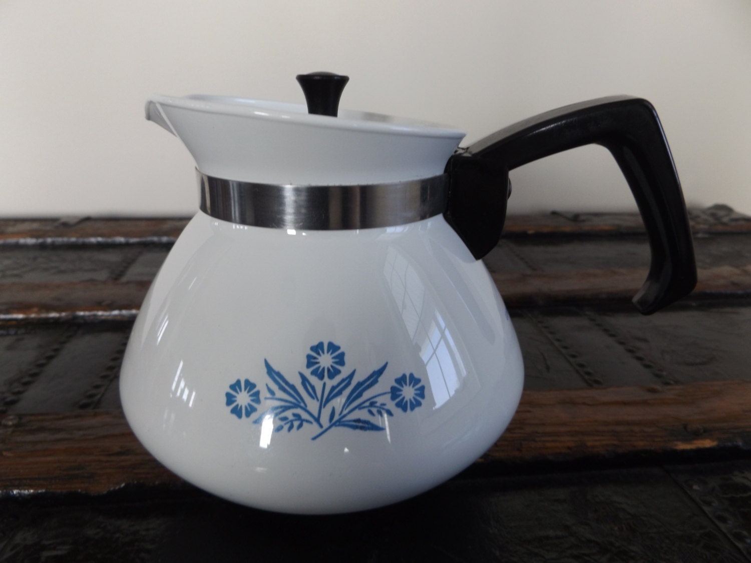 Vintage Corning Ware 6 Cup Coffee Pot / Tea Pot / Blue