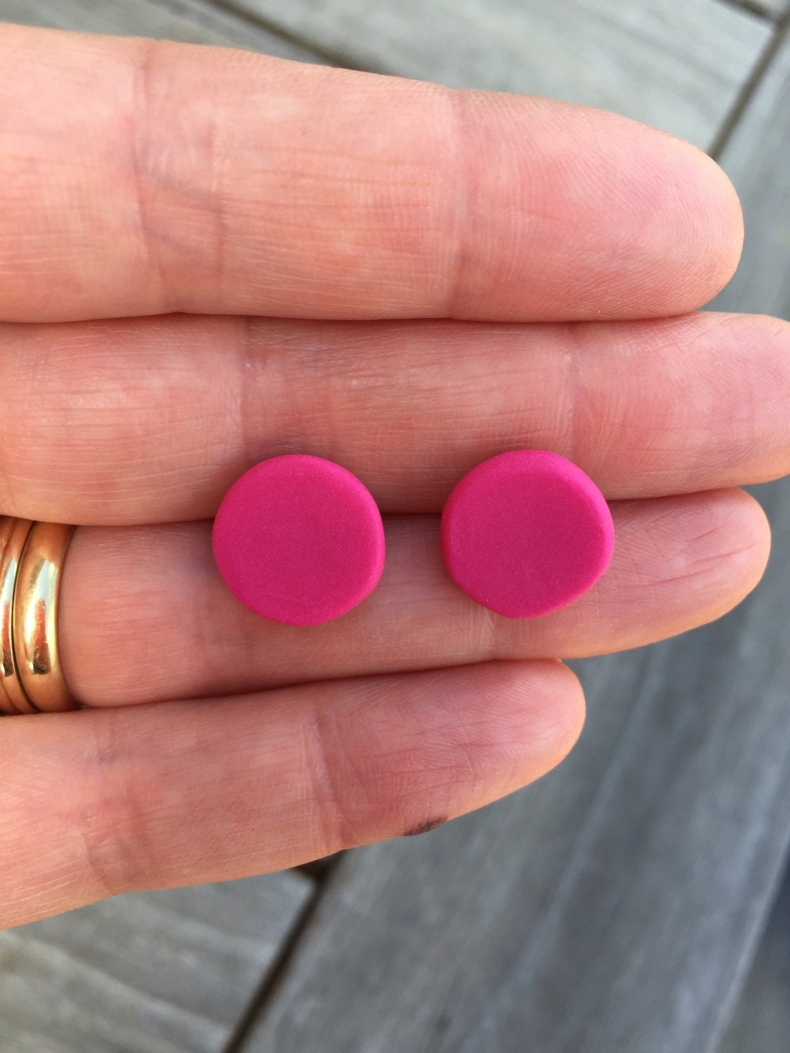 Studs. Bright pink stud earrings. Surgical steel by HouseOfPoly