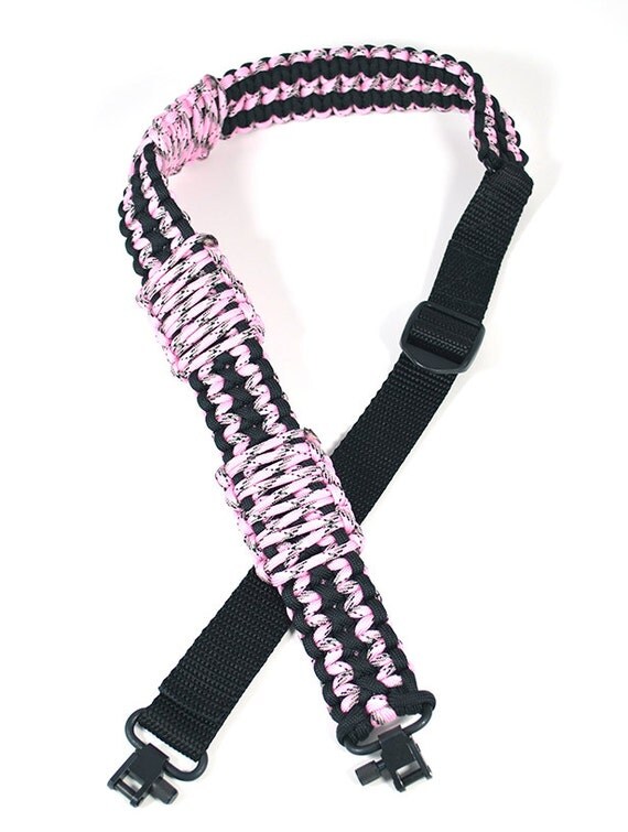 Pink Camo Gun Sling, Adjustable with Shoulder Grips, QD Swivels, 50+ ft