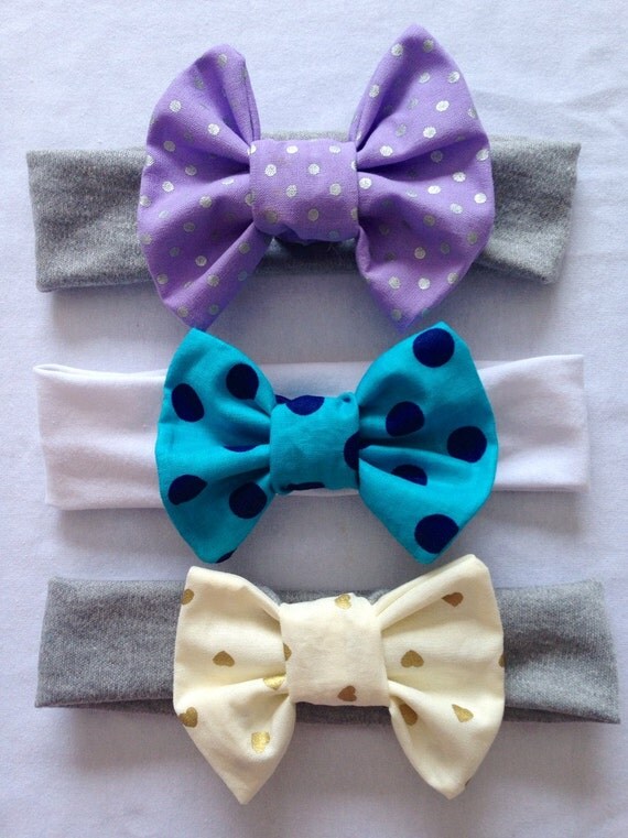 Items similar to Handmade stretch bow headbands on Etsy