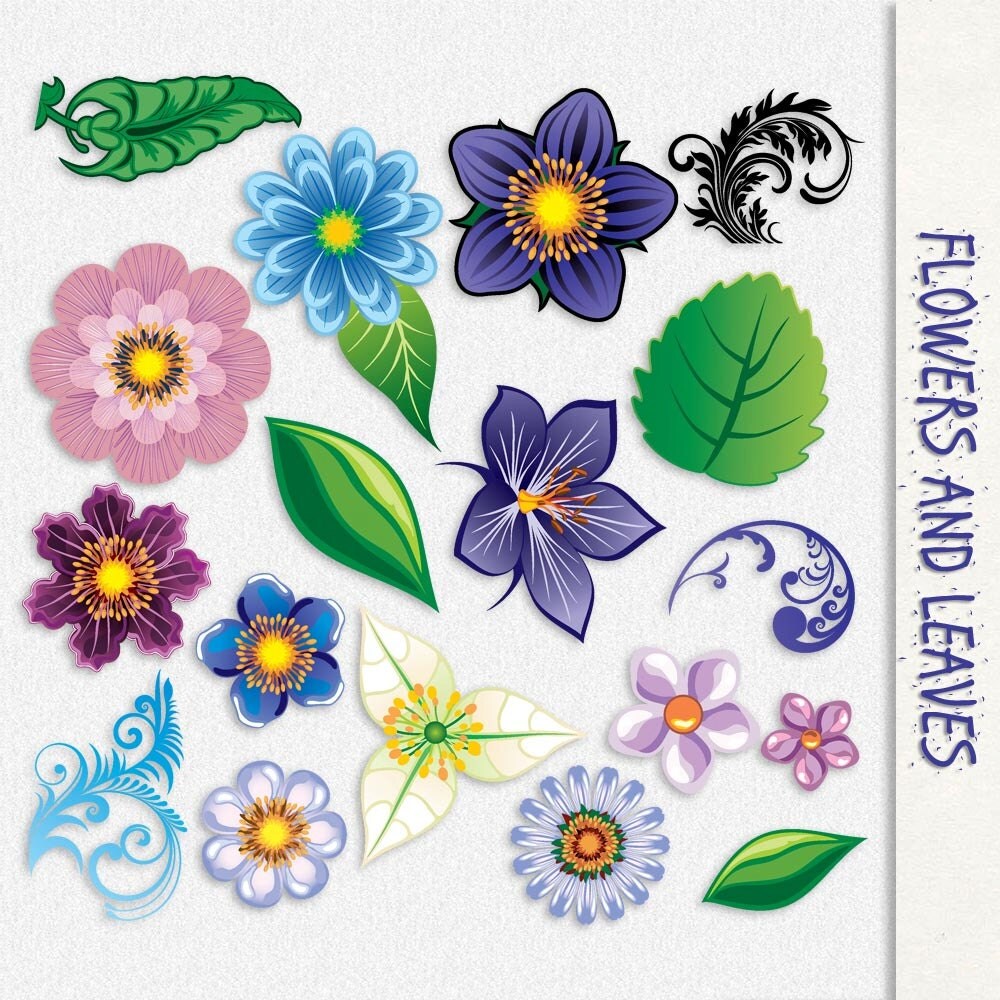 Flower Graphics Leaves Leaf Clip Art Clipart Scrapbook Digital